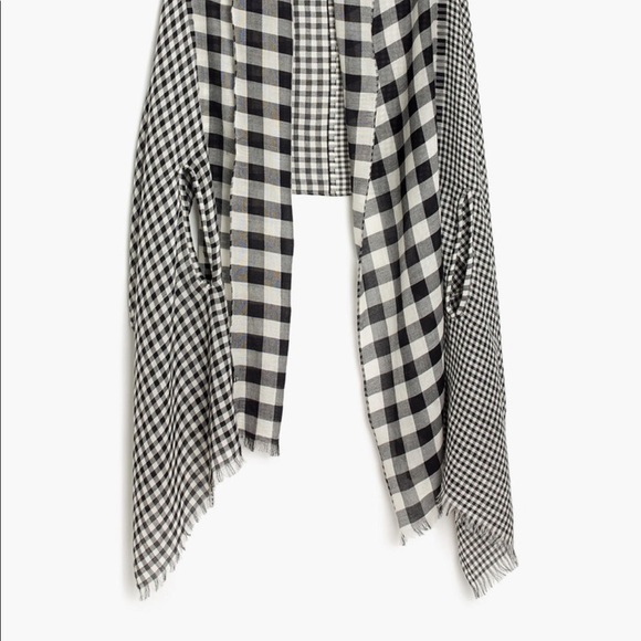NWT Madewell Plaid Checkered Gingham Scarf Cape - Picture 2 of 8